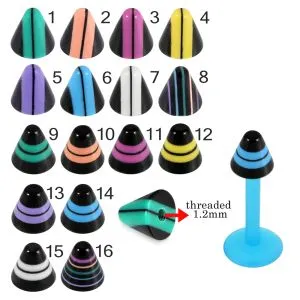 Bio Flex Labret With Fancy Stripes UV Cone