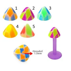 Bio Flex Labret With Colorful Flower UV Cone