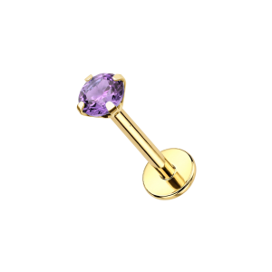 14K Solid Gold Natural Stone Internally Threaded Labret – 16G | 3mm