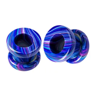 Blue Painted Screw Fit Flesh Tunnel
