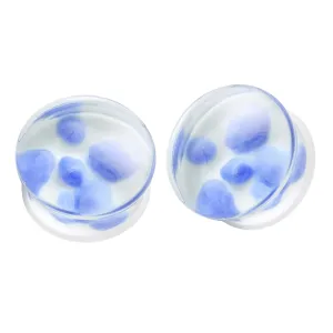Blue Pebble Pyrex Glass Ear Plug