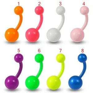 316L Surgical Steel Neon Color Belly Banana Bar 