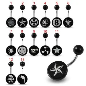 316L Surgical Steel Logos Printed belly Ring