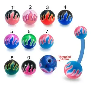 UV-Acrylic Bio Flex Banana Belly Bar With Fire UV Balls