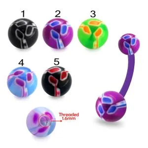 Bio Flex Banana Belly Bar With Tri Line Painted UV Ball