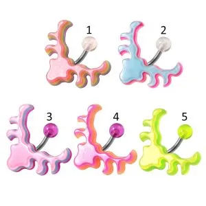 UV-Acrylic Deer Antler Belly Ring with Top Hinged Surgical Steel Rod