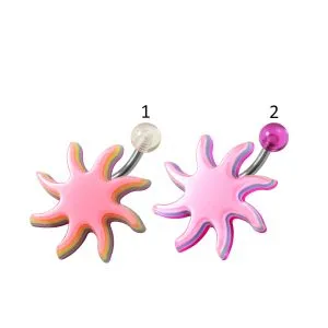 UV-Acrylic Sun Belly Ring with Top Hinged Surgical Steel Rod