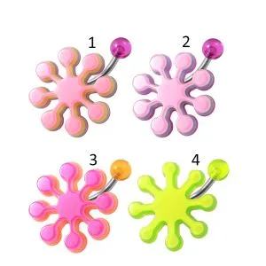 UV-Acrylic Snowflake Belly Ring with Top Hinged Surgical Steel Rod