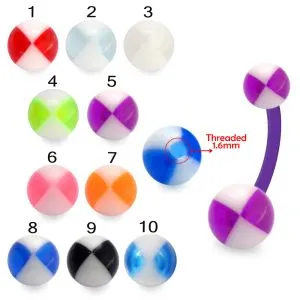 Bio Flex Banana Belly Bar With Fancy Acrylic UV Beach Ball