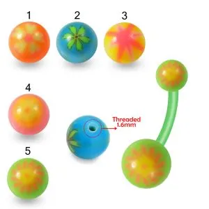 Bio Flex Banana Belly Bar With Multi Color Printed Design UV Ball