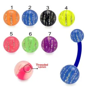 Bio Flex Banana Belly Bar With Glitter Stripes UV Ball