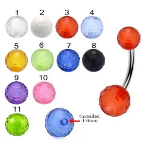 316L Surgical Steel Banana Belly Bar With Disco UV Balls