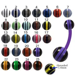 Bio Flex Banana Belly Bar With Multi Stripes UV Balls