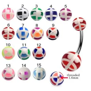 316L Surgical Steel Banana Belly Bar With Mixed Color UV Balls