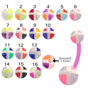 Bio Flex Banana Belly Bar With Multi Color Checked UV Balls