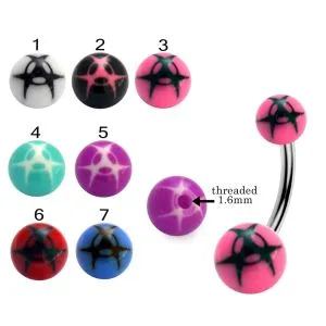 316L Surgical Steel Banana Belly Bar With Bio Hazard Design UV Balls