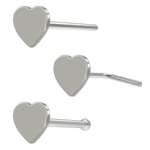 Plain Thin Heart 925 Sterling Silver Nose Pin