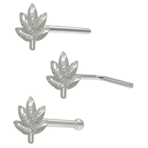 Marijuana Leaf 925 Sterling Silver Nose Pin