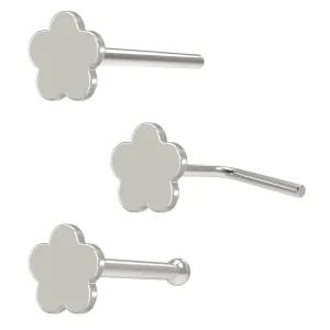 Flat Flower Top 925 Sterling Silver Nose Stud