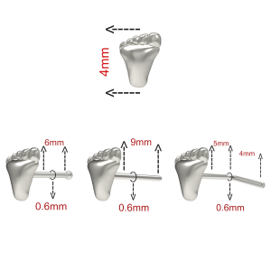 Embossed Elegant Foot 925 Sterling Silver Nose Stud