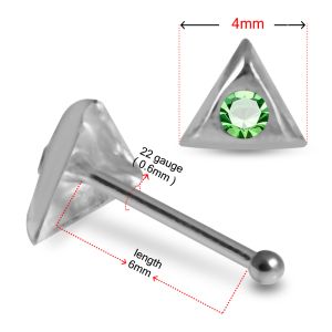 Sparkling Single Stone Triangle Nose Stud - Elegant 925 Sterling Silver Nose Stud