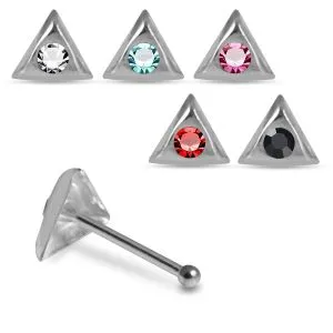 Sparkling Single Stone Triangle Nose Stud - Elegant 925 Sterling Silver Nose Stud