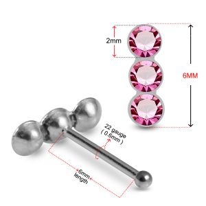 Trinity Sparkle 925 Sterling Silver Nose Stud with Triple Stones