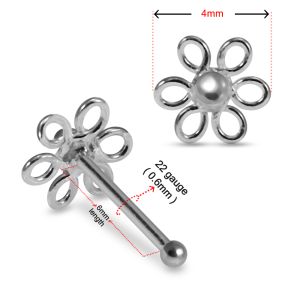 Spiral Petals 925 Sterling Silver Nose Stud with Filigree Flower Design