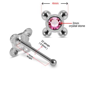 Single Stone 925 Sterling Silver Nose Stud with Orbital Balls
