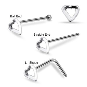 Whimsical Hollow Heart 925 Sterling Silver Ring Nose Stud