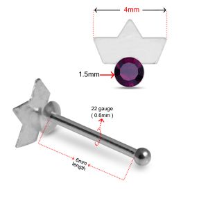 Royal Radiance 925 Sterling Silver Flat Crown Nose Stud with Single Stone