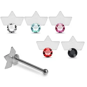 Royal Radiance 925 Sterling Silver Flat Crown Nose Stud with Single Stone