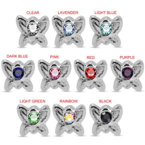 Fluttering Elegance Gemmed Butterfly 925 Sterling Silver Nose Stud