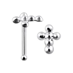 Embossed Dainty Cross Design 925 Sterling Silver Nose Stud