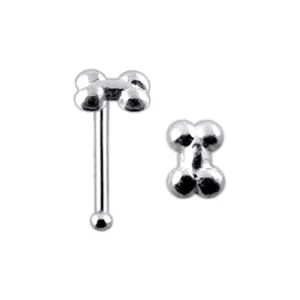 Embossed 925 Sterling Silver Nose Stud with Dog Bone Design