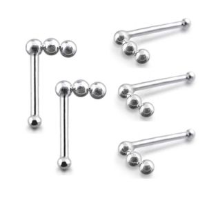 Trendy Three Ball Chain Design 925 Sterling Silver Nose Stud