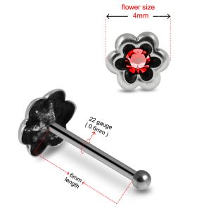 Floral Elegance Oxidized Single Stone 925 Sterling Silver Nose Stud