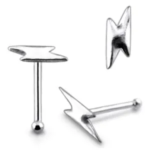 Sleek Flat Top Lightning Bolt 925 Sterling Silver Nose Stud