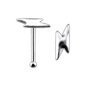 Sleek Flat Top Lightning Bolt 925 Sterling Silver Nose Stud