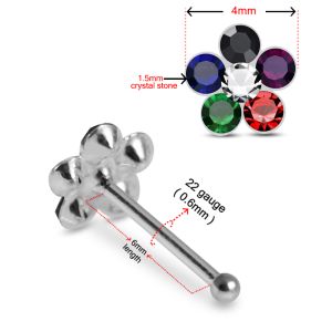 Enchanting Bloom 925 Sterling Silver Nose Stud with Mixed Dark Stones