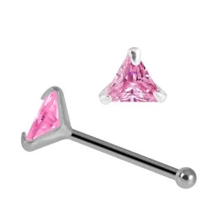 Ethereal Trine 925 Sterling Silver Triangle Stone Nose Stud
