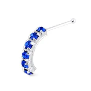 925 Sterling Silver Six CZ Stones Curved Nose Bone Stud