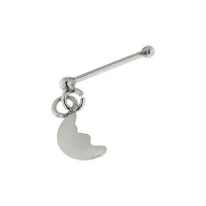 925 Sterling Silver Nose Stud with Hanging Moon Face Design