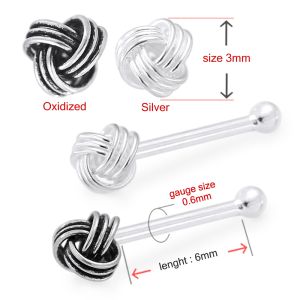 925 Sterling Silver Celtic Knot Straight Nose Stud