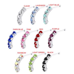 925 Sterling Silver Five CZ Stones Curved Nose Bone Stud