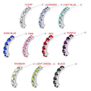 925 Sterling Silver Six CZ Stones Curved Nose Bone Stud