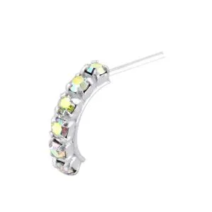 925 Sterling Silver Six CZ Stones Curved Nose Stud