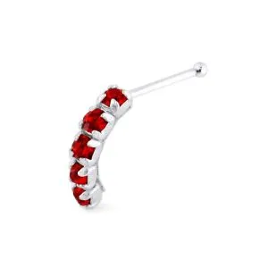 925 Sterling Silver Five CZ Stones Curved Nose Bone Stud