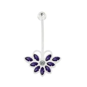 14G BioFlex Base CZ Jeweled Butterfly Navel Ring