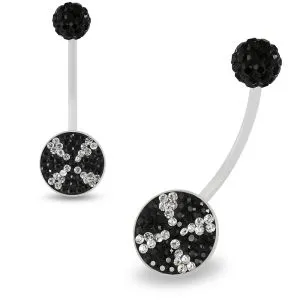  Multi Crystals jeweled swirl Transparent BioFlex with Crystal Ferido Ball Top pregnancy Belly Ring